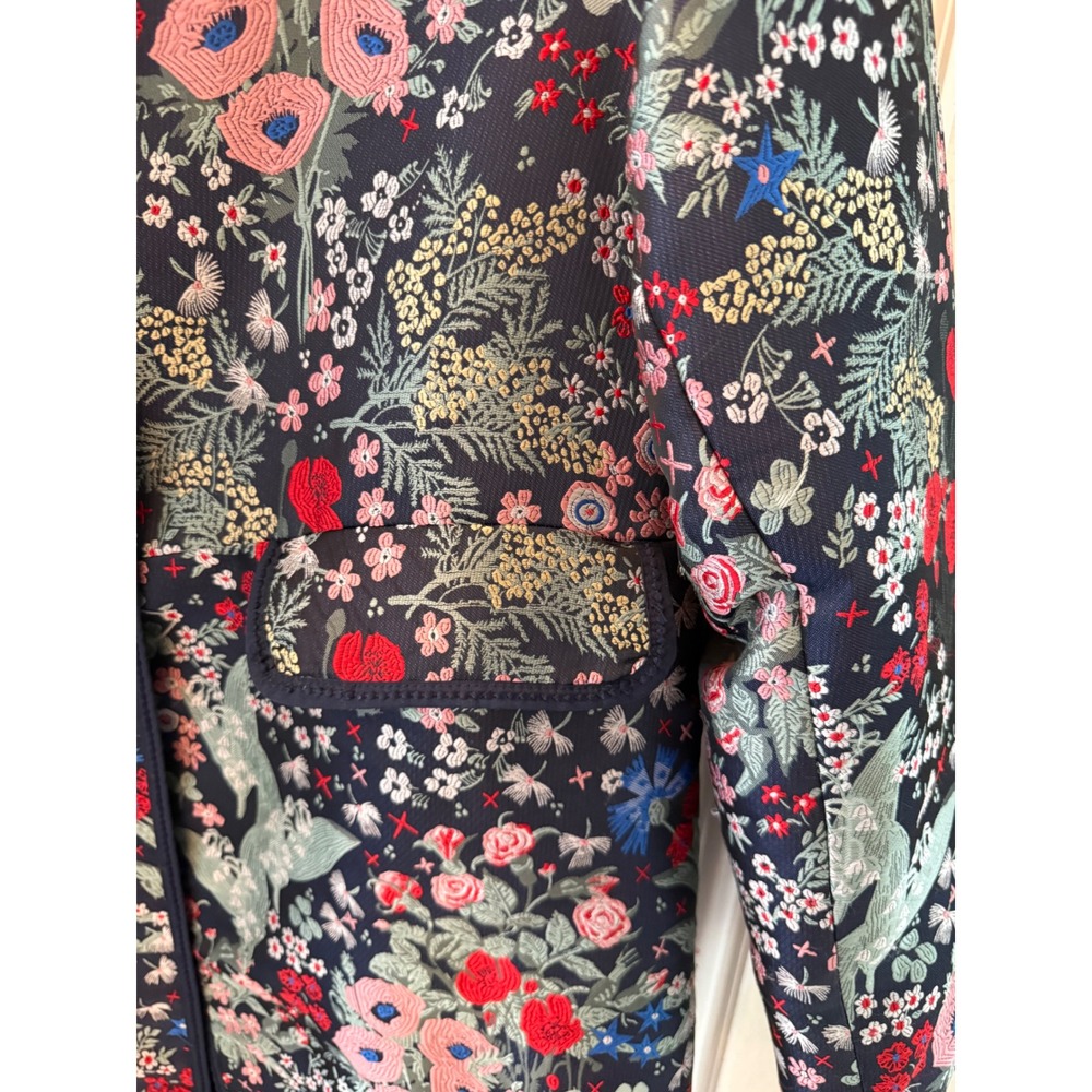 Max Studio L Embroidered Floral Tapestry Long Coat Maximalist Folk Boho - Picture 3 of 10